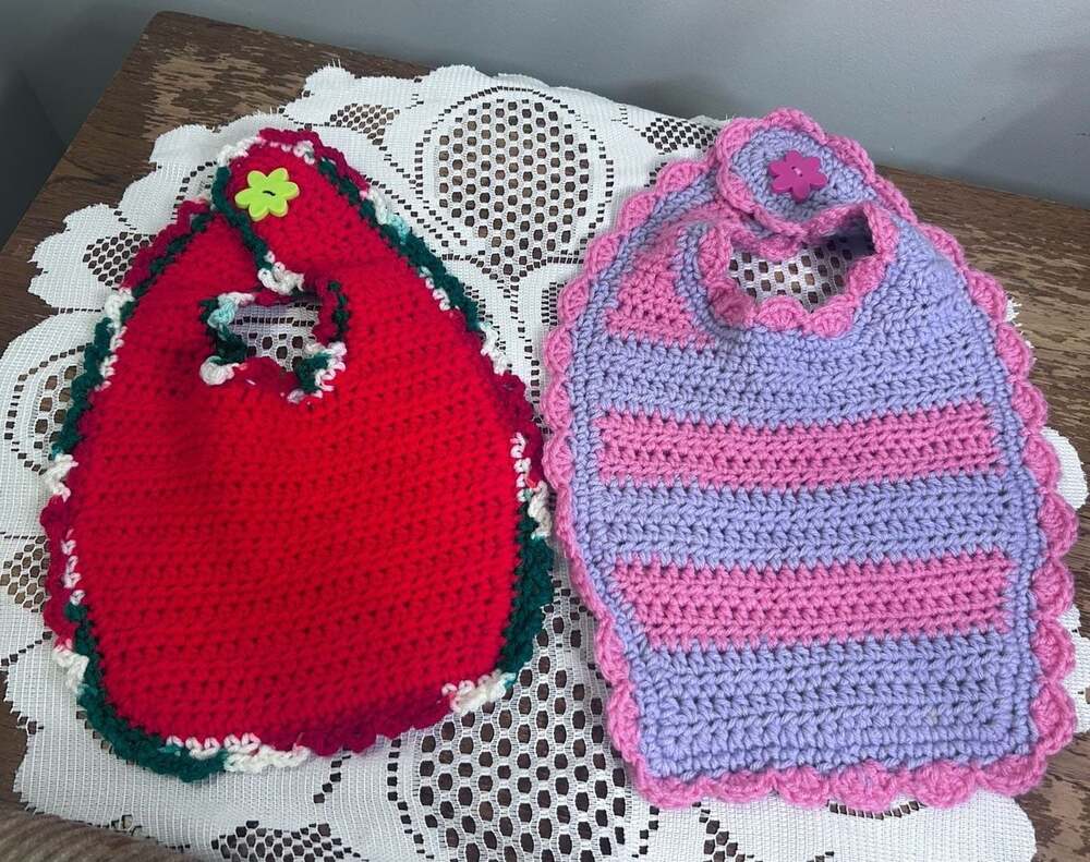 Handmade Crocheted Cotton Baby Bib Set of 2